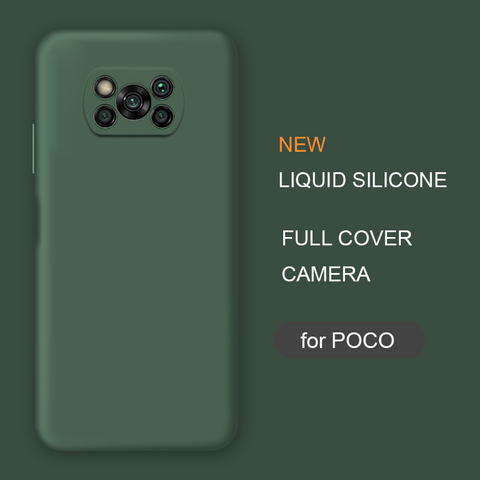 New Full Cover Liquid Silicone Phone Case For Xiaomi Poco X3 Nfc M2 F2 Pro X2 global Original Soft Protective Back Covers Cases ► Photo 1/6