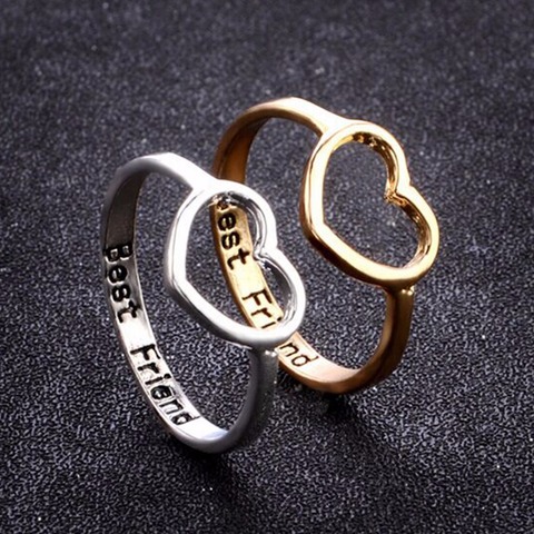 1pcs Best Friend Ring Fashion Carve English Letter Ring Best Friends Hollow Heart Friendship Anniversary Ring For Women Jewelry ► Photo 1/6