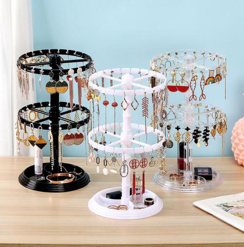 Rotating Jewelry Organizer Plastic Jewelry Display Stand Rack Clear Jewelry Dish Holder for Earrings Necklace Bracelet Pendant ► Photo 1/6