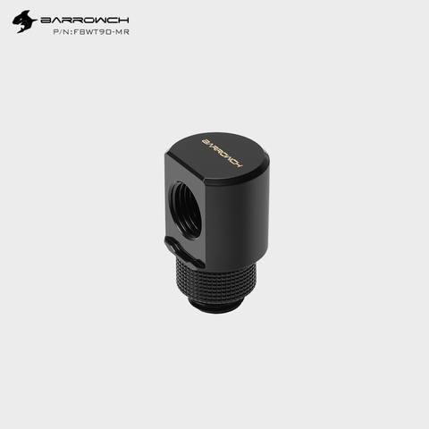 Barrowch 90°Rotary Adapter 'G1/4' thread black/silver with smooth surface water cooling Adaptors Metal Male to Famale FBWT90-MR ► Photo 1/6