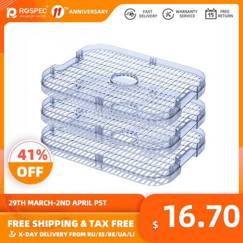 ROSPEC Food Dehydrator BPA Free 3 Layer Drying Rack Mesh Trays Food Grade Material For Fruit Meat Size 31.8CM*21.5CM*32CM ► Photo 1/6