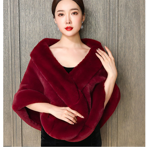 20 Bridal Jacket Coat Faux Fur Women Wedding Shawl Evening Party Dress Wraps Fur Shoulder Capes Slim Lady Fake Fur Cloak WZ1282 ► Photo 1/6