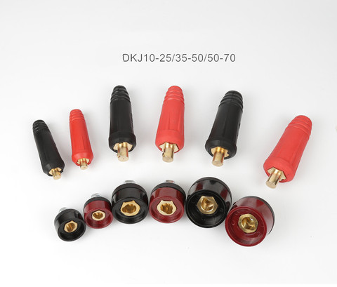 RED BLACK 10-25 35-50 50-70 Euro Style Cable Connector-plug  Welder spot brass connector plug socket 2PCS ► Photo 1/5