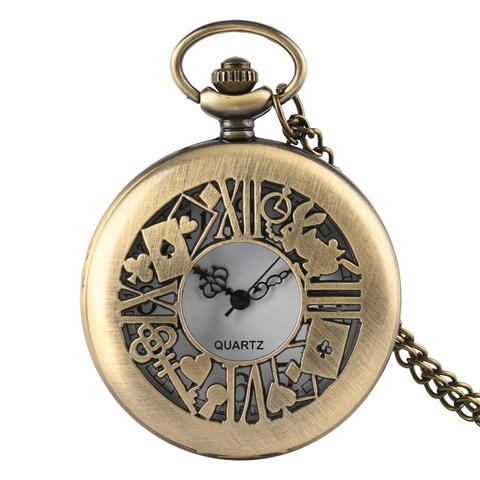 Alice in Wonderland Pocket Watch Necklace in Bronze