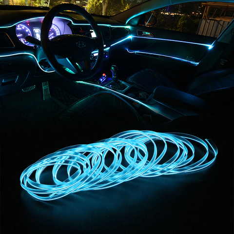 Car EL Wire Led Car Lights Neon LED lamp Rope Tube LED Strip For Volkswagen Polo Passat B6 BMW F10 F30 E60 Ford Focus 2 3 Fiesta ► Photo 1/6