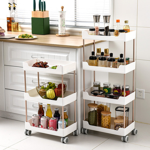 High-grade gap storage Rack Multi-layer floor trolley kitchen racks Bedroom bathroom gap storage cabinets ► Photo 1/5