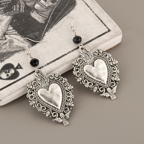 Vintage Witch Vampire Ghost Heart Magic Mirror Skeleton Drop Earrings Gothic  Dangling Jewelry Gift ► Photo 1/3