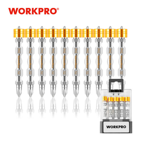 WORKPRO 10 Pcs 65mm Magnetic Screwdriver Bits Set Double-ended bits with magnetic ring PH2 Screw Repair Tool for Home Appliances ► Photo 1/6