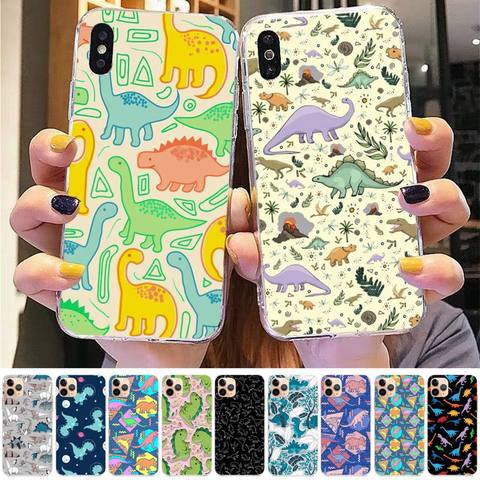 FHNBLJ Cute Dinosaur Baby Fashion Phone Case for iPhone 8 7 6 6S Plus X 5S SE 2022 XR 11 12 pro XS MAX ► Photo 1/6