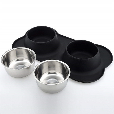 Dog Bowls Stainless Steel Dog Bowl with No Spill Non-Skid Silicone Mat Feeder Bowls Pet Bowl for Dogs Cats and Pets ► Photo 1/6