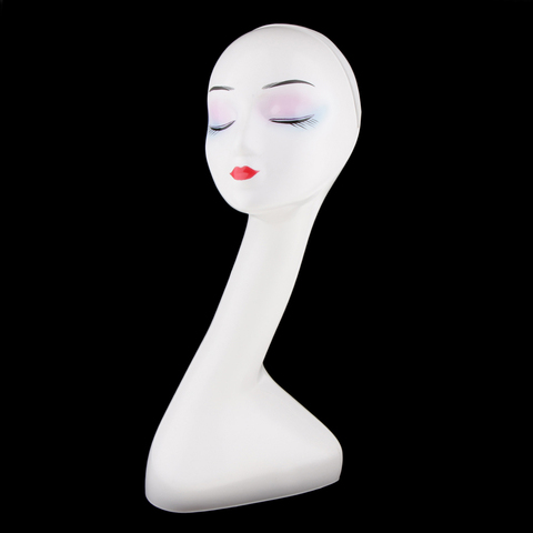 Long Neck Elegant Female Mannequin Head for Hair Wigs Jewelry Headphone Hat Display - White ► Photo 1/6
