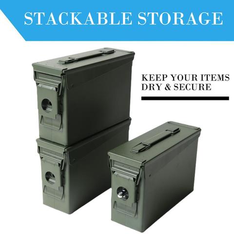 30 Cal Metal Ammo Case Can – Military and Army Solid Steel Holder Box for Long-Term Shotgun Rifle Nerf Gun Ammo Storage ► Photo 1/6