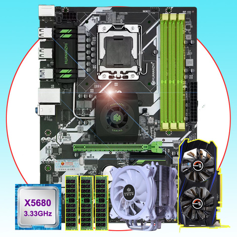 HUANANZHI X58 Deluxe Motherboard Bundle On Sale CPU Xeon X5680 with Cooler RAM 24G(3*8G) RECC Video Card GTX960 4G Best Combos ► Photo 1/6