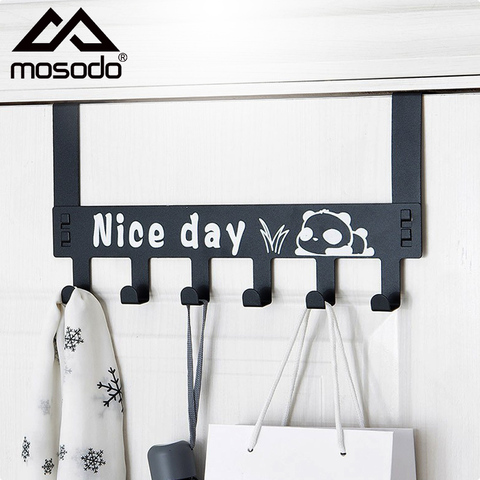 Mosodo Door Rack 6 Hooks Hanger Detachable Home Storage Organizer Wall Hook Hat Clothes Bag Holder No Drilling Bathroom Hanger ► Photo 1/6