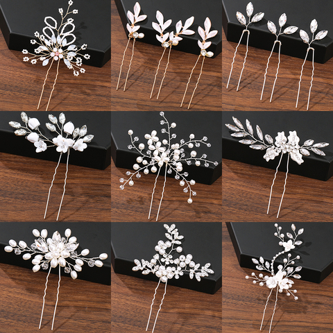 Hair Pins Hair Accessories For Women Wedding Accessories Hair Clips Jewelry Pearl Rhinestone Flower Hair Clip Pins Headpiece ► Photo 1/6