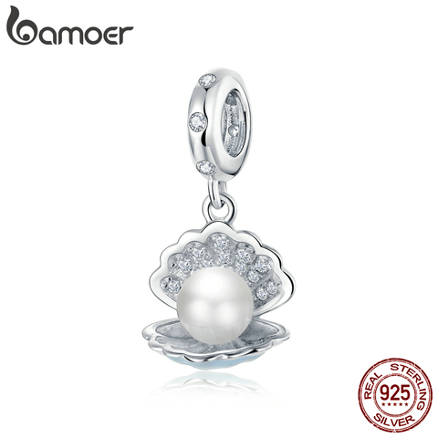 bamoer Authentic 925 Sterling Silver Pearl in Shell Pendant Charm for Original Silver Bracelet or Necklace Silver Jewelry BSC242 ► Photo 1/6