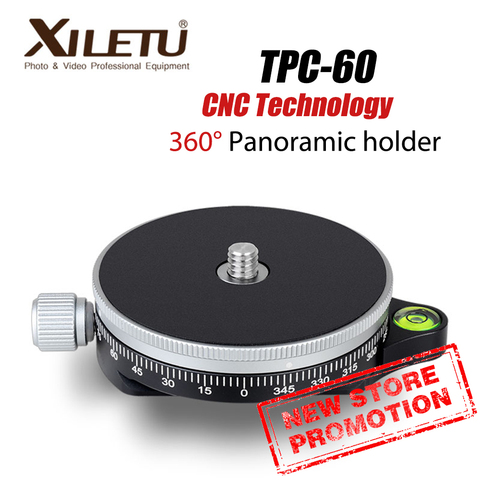 XILETU TPC-60 360 Degree Tripod Head Panoramic Clamp Aluminum Adapter Monopods Quick Release Plate Arca Swiss For Camera DSLR ► Photo 1/6