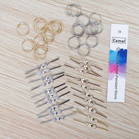 Camal 100pcs Pin Connector 11mm Ring/ 33mm Bowtie Pin for Octagonal Bead Crystal Pendent Prisms Hanging Connecting Lamp Parts ► Photo 1/2