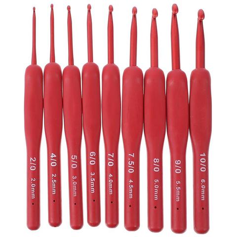 9pcs Creative Aluminum Crochet Hooks Set with Silicone Handle Knitting Needles ► Photo 1/6