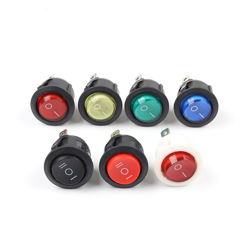 5PCS 23MM KCD1 Round Rocker Switch 2/3Pin ON-OFF-ON 2/3 Position 6A/250VAC 10A/125VAC SPST LED Car Push Button Switch With Light ► Photo 1/6