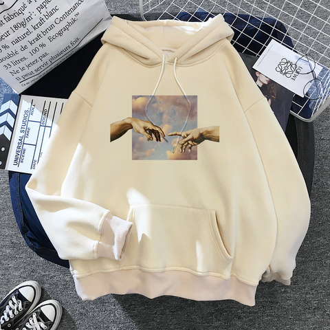 Korean Style Kawaii Womens Streetwear Sweatshirts  Michelangelo Hoodies Women Aesthetic Hooded vintage Oversize Pullovers Warm ► Photo 1/6