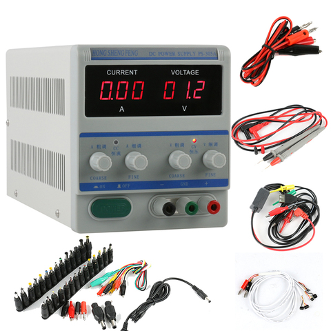 PS-305A High Precision Digital Adjustable DC Power Supply 0-30V 0-5V+39pcs/set DC JACK For Lab Notebook Computer Repair ► Photo 1/6