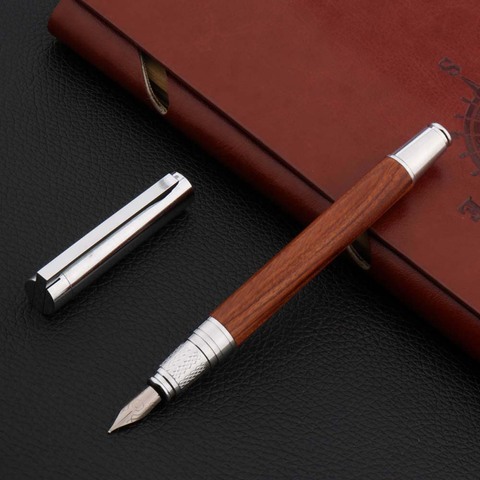 Luxury Quality 225 Fountain Pen Wood Stainless Steel Design 0.7mm Nib Stationery Office School Supplies Ink Pens ► Photo 1/6