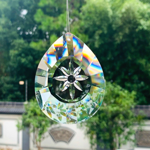 76mm Clear Daisy Crystals Prisms Hanging Suncatcher Glass Drop Pendant Chandelier Crystal Ornament Chrismas Home Wedding Decor ► Photo 1/6