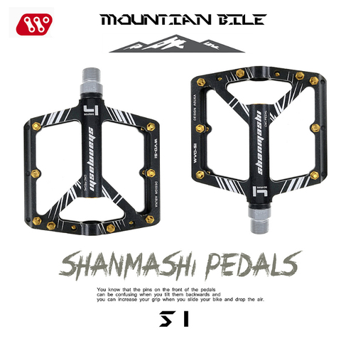 SMS S1 Bicycle Pedals 8 Bearings Wide Non-slip Aviation Aluminum Alloy Bike Pedal Ultra-thin Design MTB Pedal With Shackles ► Photo 1/6