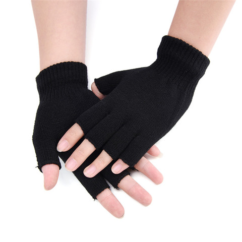 1pair Women Men Fingerless Gloves Mitten Knitted Autumn Winter Touch Screen Crochet Half-Fingers Adult Warm Winter ► Photo 1/6