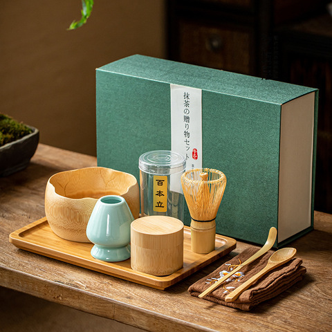 1--8pcs/set traditional matcha giftset bamboo matcha whisk scoop ceremic Matcha Bowl Whisk Holder japanese tea sets ► Photo 1/5