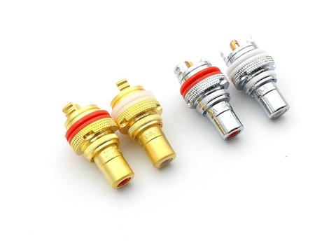new 2Pcs/1Pair Gold plated RCA Jack Connector Panel Mount Chassis Audio Socket Plug Bulkhead with NUT Solder ► Photo 1/4
