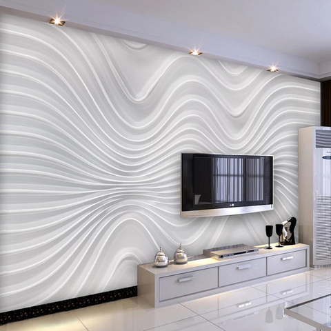 Custom 3D Stereoscopic Embossed Curve Stripe Mural Wallpapers For Living Room TV Background Wall Covering Photo Papel De Parede ► Photo 1/6