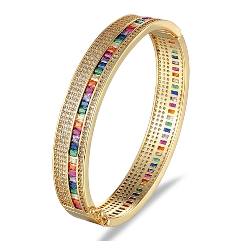 New Arrival 11 Styles Gold Color Bangle Bracelet Copper Zirconia Cuff Bracelets For Women Fashion Party Wedding Jewelry Gift ► Photo 1/6