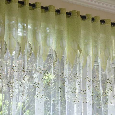 Pastoral Tulle Window Curtain For Living Room Green Sheer Curtain For Bedroom Voile Curtain Kitchen Drape Blinds Custom Made ► Photo 1/6
