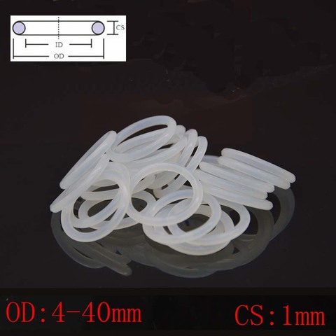 White Food Grade Silicon Rubber O-Ring Seals Washer Cross Section 1mm OD 4-40mm ► Photo 1/5