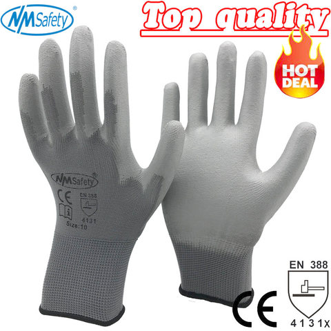 NMSafety 12 Pairs work gloves for PU palm coating safety glove ► Photo 1/6