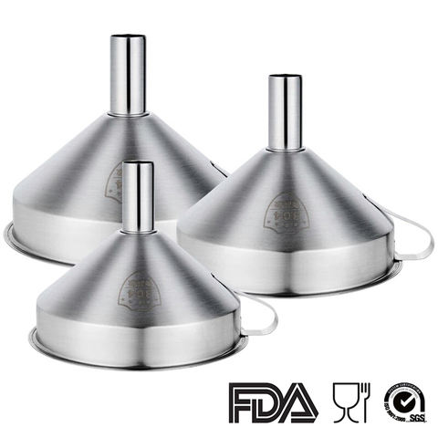 Stainless Steel Funnel Kitchen Oil Liquid Funnel Metal Funnel with Detachable Filter Wide Mouth Funnel for Canning Kitchen Tools ► Photo 1/6