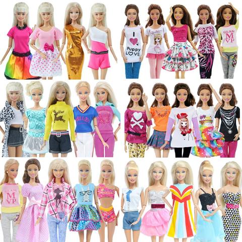 5 Pcs Fashion Daily Wear Casual Outfits Vest Shirt Skirt Pants Dress Dollhouse Accessories Clothes for Barbie Doll ► Photo 1/6
