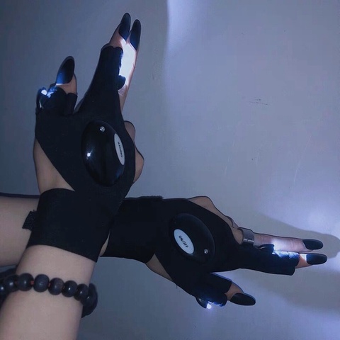 Couples Japanese Harajuku Style LED Light Gloves Korean Fashion Streetwear Women Men Gothic Half-finger Finger Cover Party Props ► Photo 1/6