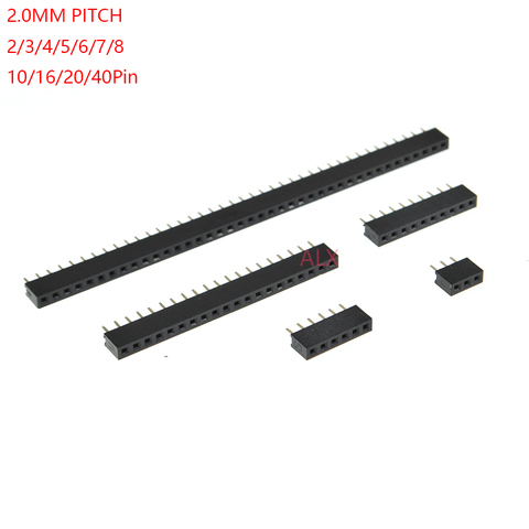 10PCS 1X/2/3/4/5/6/8/10/40 PIN Single Row Straight FEMALE PIN HEADER 2.0MM 2MM PITCH Strip Connector Socket 3p/4p/6p/8p/20p/40p ► Photo 1/4