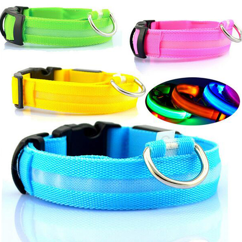 Nylon Pet Dog Collar LED Light Night Safety Pets Supplies Cat LED Dog Collar For Small Dogs LED Collars Glowing Pet Accessories ► Photo 1/6