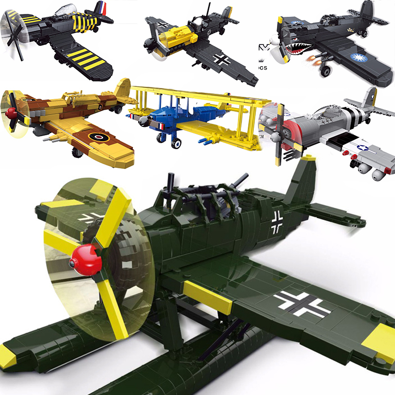 Airplane Planes Bricks Set World War 2 WW2 WWII Aircraft Building Blocks Toys 