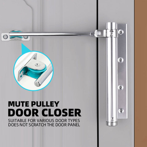 Adjustable Door Automatic Closer Aluminum Alloy Automatic Door Spring Silver Tone Intensity, Suitable for Fire Door 40 Kg ► Photo 1/6