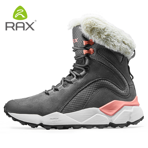 RAX Leather  Boots Winter with Fur Super Warm Snow Boots  Winter Work Casual Shoes Sneakers High Top Rubber Ankle Boots Female ► Photo 1/6