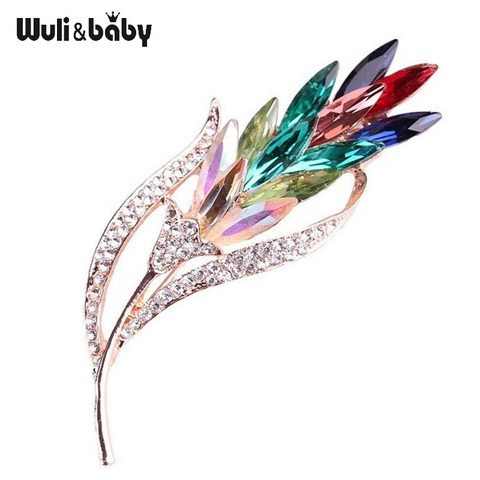 Wuli&baby Multicolor Crystal Wheat Brooches Women Flower Weddings Casual Brooch Pins Gifts ► Photo 1/3