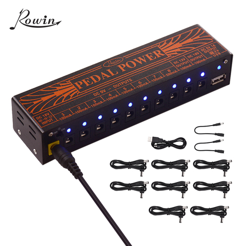 Rowin Compact Size Guitar Effect Power Supply Station 10 Isolated DC Outputs for 9V 12V 18V Guitar Effects with 5V USB Output ► Photo 1/6