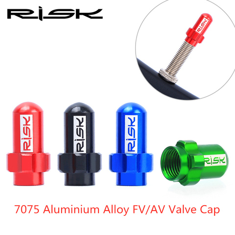 RISK 2pcs MTB/Road Bicycle Wheel Valve Caps Aluminum Mountain Bike Wheel Tire Valve Tyre Stem Air valve Caps Airtight Car Cover ► Photo 1/6