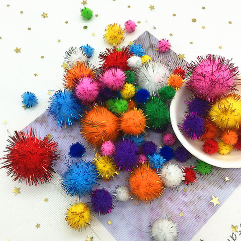 10/15/20/25/30mm Glitter Pompom Fluffy Plush Craft DIY Pom poms Ball Fur Christmas Decoration Kids Toys Dolls Accessories 20g ► Photo 1/6