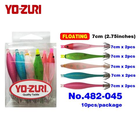 YO-ZURI 10pcs/pack 5colours FN70 Squid Jigs Squid Hooks Squid Lure Bait Suttee 7cm 2.75inches Japan Floating UV Fluorescent ► Photo 1/6